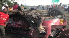 Mangled colt belonging to a Kenyan that was involved in a fatal car racing accident in Arusha (Twitter)