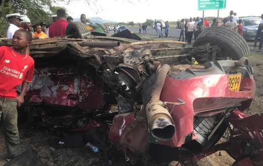 Mangled colt belonging to a Kenyan that was involved in a fatal car racing accident in Arusha (Twitter)