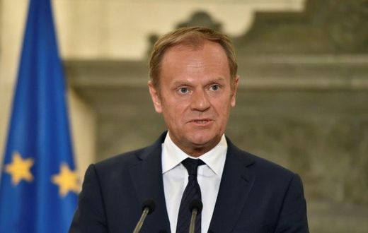 European Council's President Donald Tusk addresses media after talks with the Greek prime minister in Athens on April 5, 2017