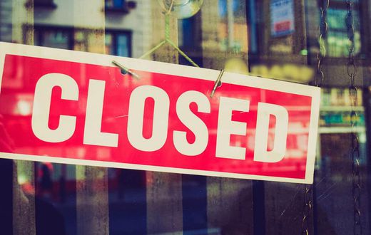 Closed sign on the door of a business
