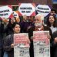 Protesters hold copies of Turkish daily newspaper "Cumhuriyet" during a demonstration outside the newspaper's headquarters in Ankara in November 2016, following the arrest of nine Cumhuriyet staff