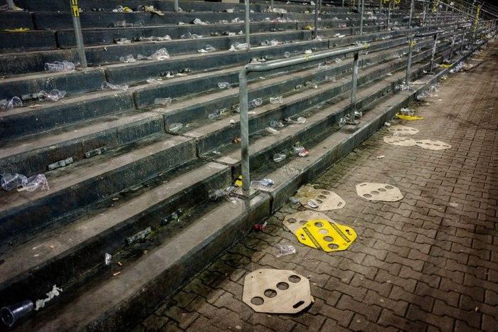 Borussia Dortmund's South Stand on February 8, 2017 after a match against Hertha Berlin