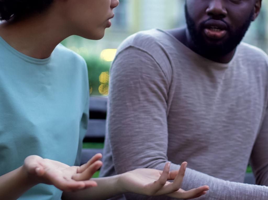 couple arguing outside
