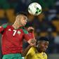 Morocco's forward Youssef En-Nesyri (L) heads the ball during their Africa Cup of Nations match against Togo in Oyem on January 20, 2017