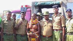Photos of Akothee in Turkana helping drought victims