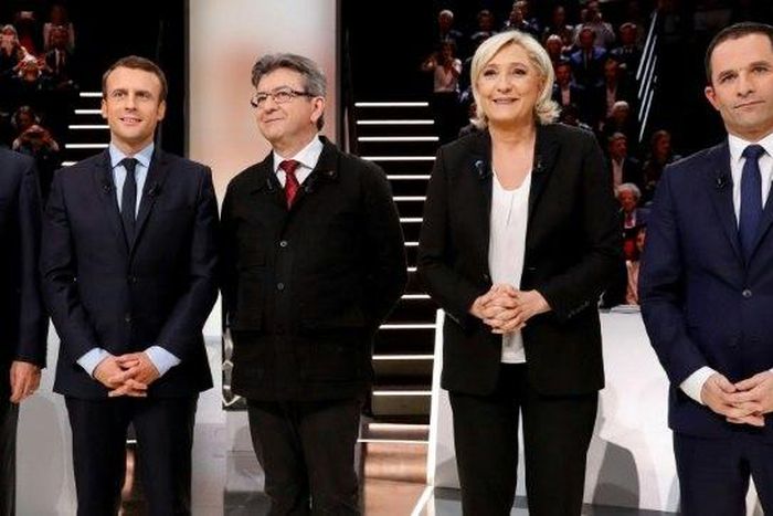 The five main French presidential candidates' (left to right) right-winger Francois Fillon, centrist Emmanuel Macron, hard-left Jean-Luc Melenchon, far-right Marine Le Pen and left-wing Socialist Benoit Hamon