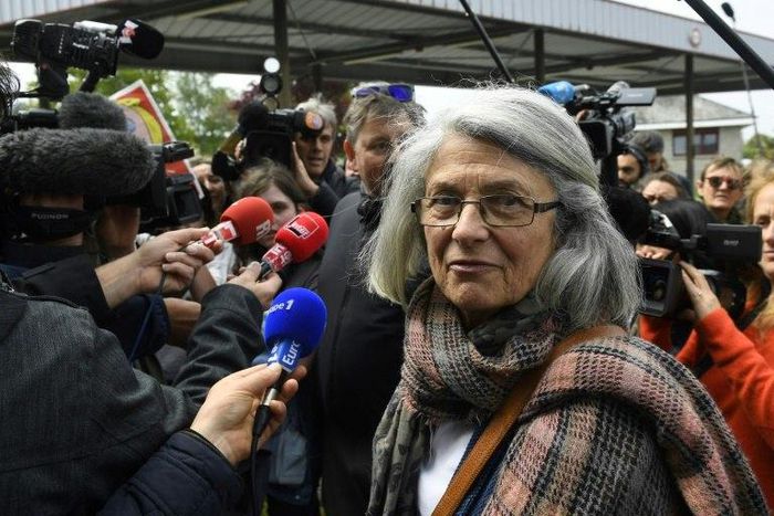 National Front councillor Catherine Blein (right) attended an election rally in Dol-de-Bretagne, western France, on May 4, 2017