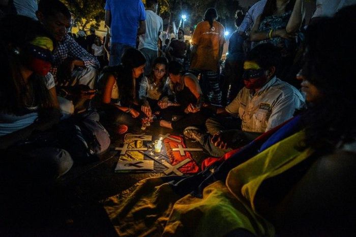 Venezuelans pay tribute to student Juan Pablo Pernalete - killed on April 26 by the impact of a gas grenade during a protest against President Nicolas Maduro - in Caracas, on April 29, 2017
