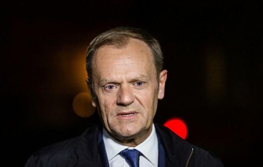 Donald Tusk is seen leaving the prosecutor's office where he testified for about 10 hours as a witness in the investigation on the cooperation of the Polish Military counter-intelligence Service with the Russian Federal Security Service in Warsaw