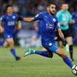 Leicester City's midfielder Riyad Mahrez runs with the ball during the English Premier League football match between Leicester City and Tottenham Hotspur at King Power Stadium in Leicester, central England on May 18, 2017