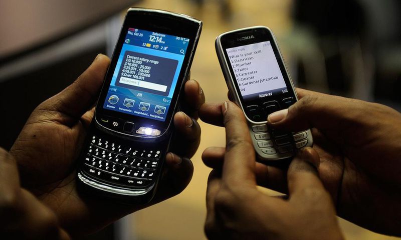 Phones being used for a demonstration