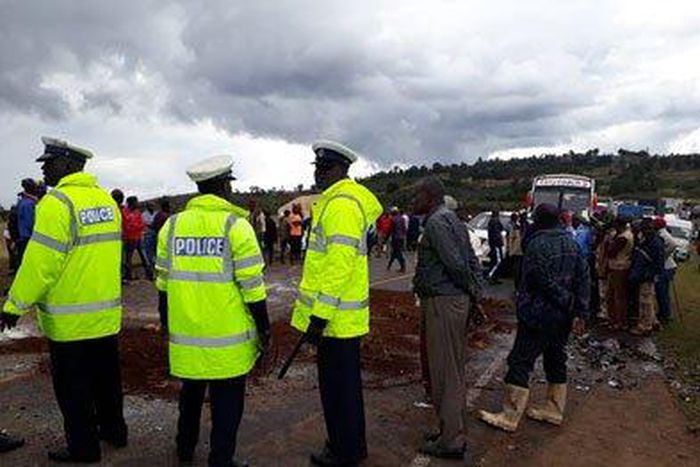Police officers at an accident scene