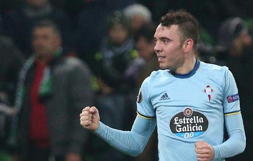 Celta Vigo's forward Iago Aspas, pictured in March 2017, has scored 21 goals this season to help Celta reach the quarter-finals of the Europa League
