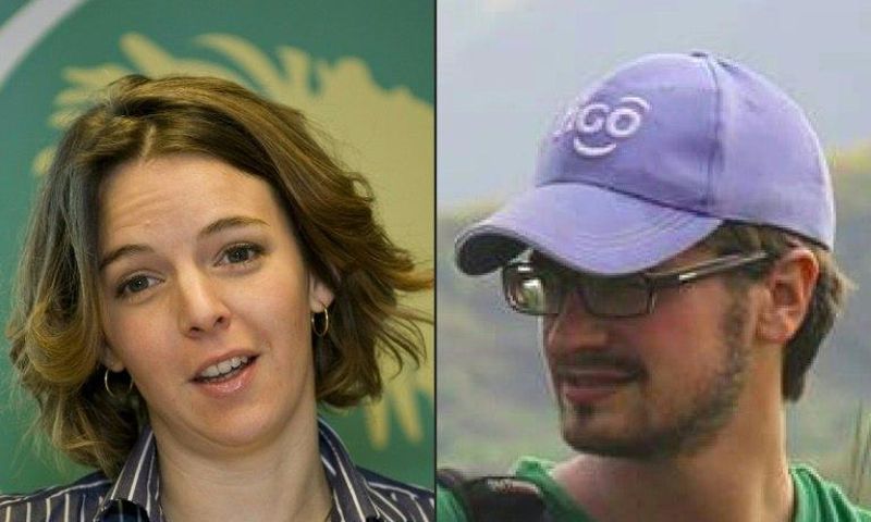 This combination of pictures shows UN Swedish employee Zaida Catalan (L) in 2009 in Stockholm and an undated unlocated photo of US UN researcher Michael Sharp