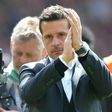 Hull City's manager Marco Silva applauds the team and fans after being relegated from the Premier League on May 14, 2017