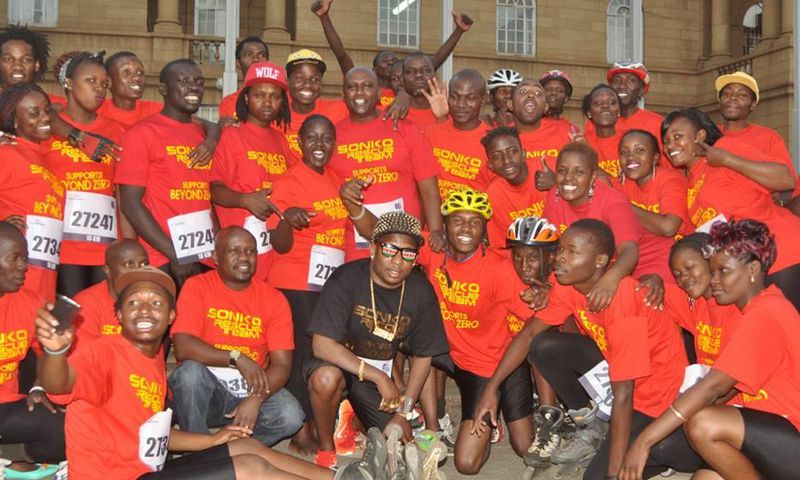 Senator Mike Sonko with members of his rescue team.