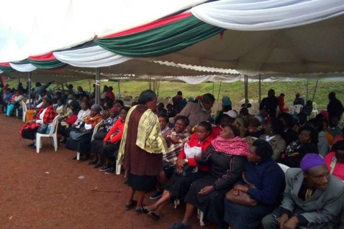 Nyeri residents at the Kabiru-ini grounds in Nyeri County before the Madaraka Day celebrations.