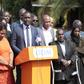 ODM Secretary General Edwin Sifuna (centre) flanked by NEC members addressing the press at a Nairobi hotel