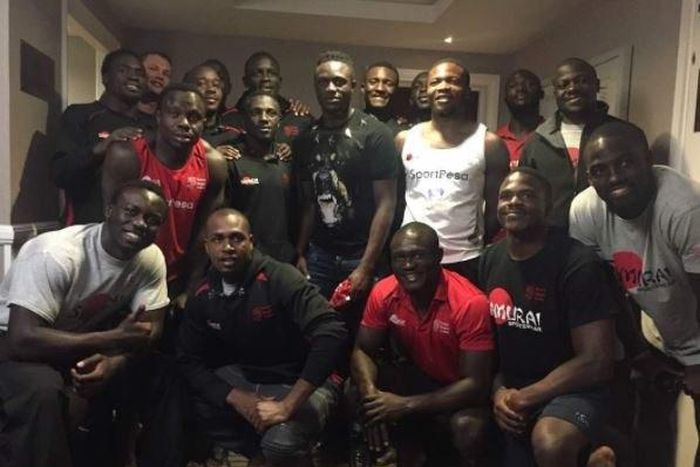 Harambee Stars captain when he paid a courtesy call to the Kenya Sevens rugby team ahead of the #London7s