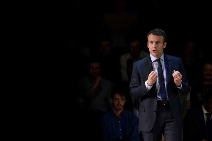 French presidential election candidate for the En Marche!, seen February 21, 2017, pledges he is "neither of the right nor the left"