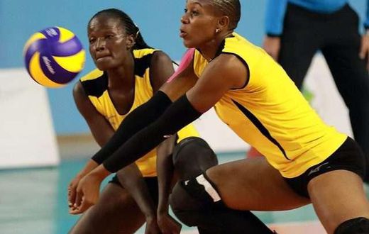 Volleyball players in action