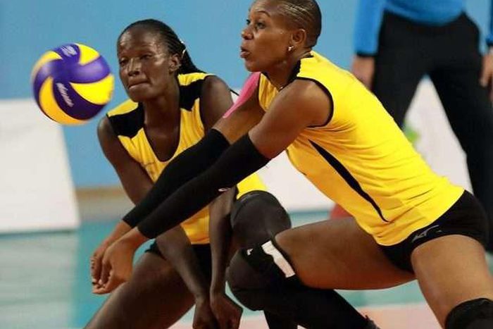 Volleyball players in action
