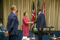 President Uhuru Kenyatta with French Ambassador to Kenya Aline Menager (PSCU)