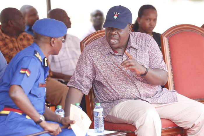 Interior CS Fred Matiang'i with IG Joseph Boinnet during the launch of digitized HR systems (Twitter)