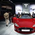 A Tesla Model S P85d on display at the 2015 Shanghai auto show. Electric vehicle sales have been government-subsidised partly to help reduce China's notorious air pollution, and the Chinese market is now the world's biggest and growing quickly