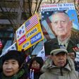 South Korean Christians supporting US President Donald Trump rally to welcome US Defense Secretary James Mattis in Seoul on February 2, 2017