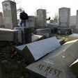 Vandalized tombstones are seen at the Jewish Mount Carmel Cemetery, February 26, 2017, in Philadelphia