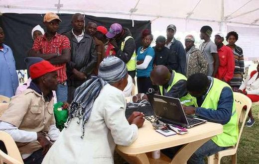 IEBC officials witnessed long queues at the registration centres on Tuesday, February 14, 2017.