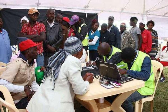 IEBC officials witnessed long queues at the registration centres on Tuesday, February 14, 2017.