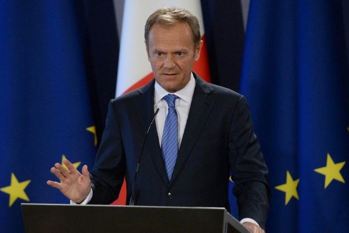 Donald Tusk, President of the European Council, speaks during a press conference in St Julian's, Malta on March 31, 2017 as the EU laid out its Brexit negotiating plans