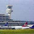 Passenger planes pictured at Murtala Mohammed International Airport in the Nigerian commercial capital Lagos on October 23, 2005