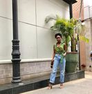 Jacky Vike wearing an Ankara wrap top (Instagram jackyvike)