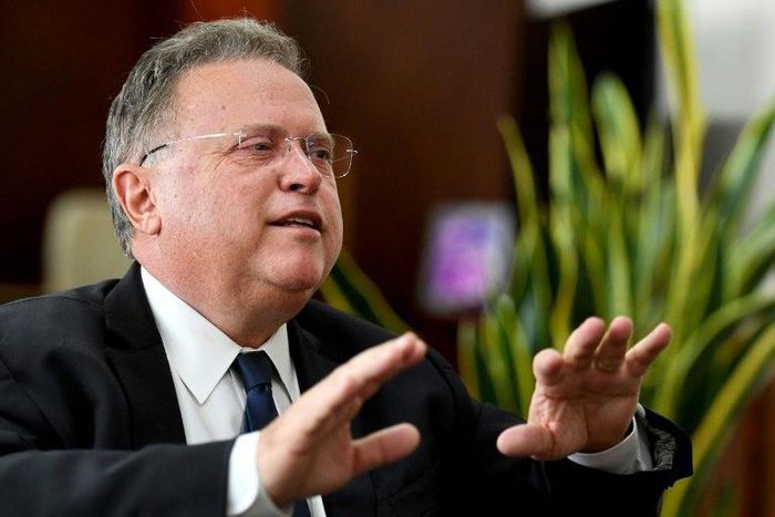 Brazilian Agriculture Minister Blairo Maggi speaks during an interview with AFP at the Ministry of Agriculture, Livestock and Food Supply in Brasilia, on March 23, 2017