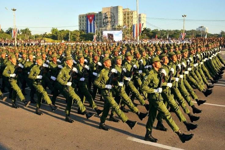 Cuban troops participate in a military parade in honor of recently deceased revolutionary leader Fidel Castro, at Revolution Square in Havana, on January 2, 2017