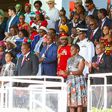 President Uhuru Kenyatta with his daughter Ngina as they attended the Namibia's 39th Independence Day celebrations (PSCU)