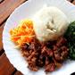 Kenya's popular dish of Ugali, beef and sukumawiki.