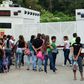 Protesters outside a prison east of Caracas where opposition leader Leopoldo Lopez in being held