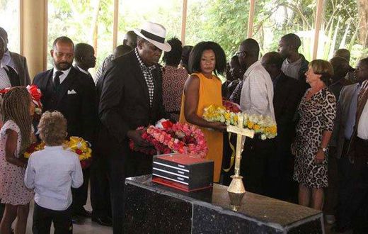 Eugene Wamalwa (centre) and Yvonne Wamalwa, widow of the late Vice President Kijana Wamalwa, during the late VP's memorial ceremony in 2015