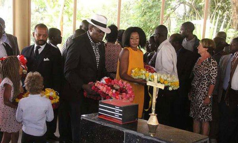 Eugene Wamalwa (centre) and Yvonne Wamalwa, widow of the late Vice President Kijana Wamalwa, during the late VP's memorial ceremony in 2015