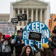 Pro-life and pro-choice protesters rally outside the US Supreme Court during the annual "March for Life"