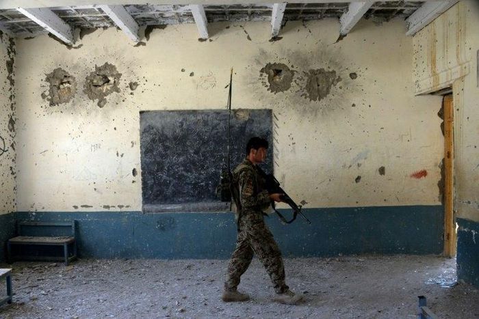 A school in Nangarhar province once used by Islamic State fighters but retaken by Afghan forces last year