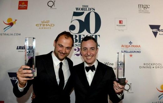 Daniel Humm and Will Guidara, whose New York eatery Eleven Madison Park was named world's best restaurant at an awards ceremony in Melbourne