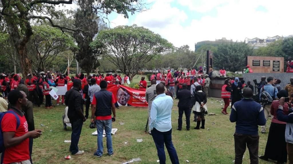 Activists from the Red Vest Movement at Uhuru Park