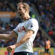 Tottenham Hotspur's striker Harry Kane celebrates his hat trick on May 21, 2017
