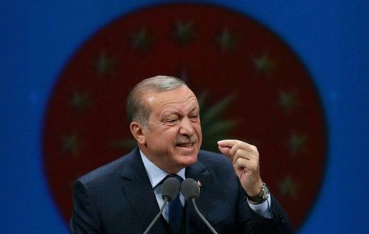 Turkish President Recep Tayyip Erdogan addresses the Mukhtars (local administrators) meeting in Ankara, on April 5, 2017