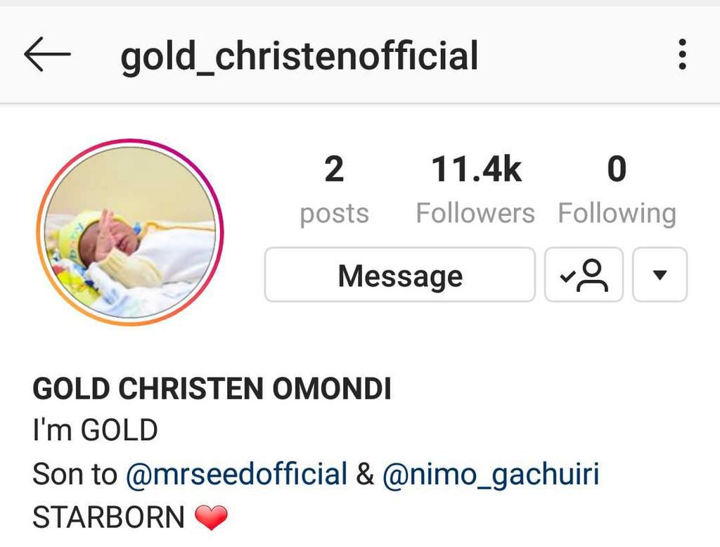 Gold Christen Omondi's Instagram account